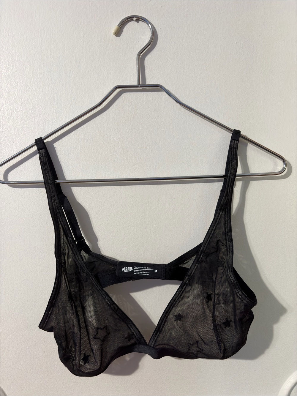 Parade Black Mesh Star Bralette Size Medium